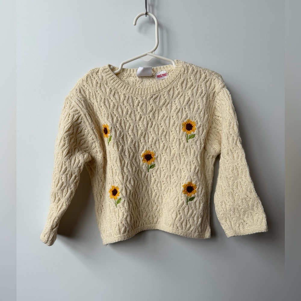 Zara Cream Sweater with Sunflower Embroidery